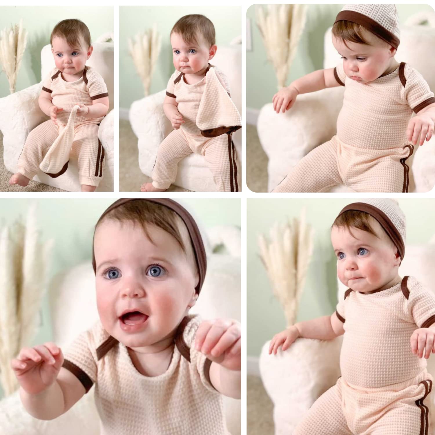 Unutiylo Unisex Preemie Baby Clothes - Neutral Waffle Romper & Pants Set for Newborn Boys & Girls | Soft Short Sleeve Outfits for Hospital, Photography & Everyday Wear