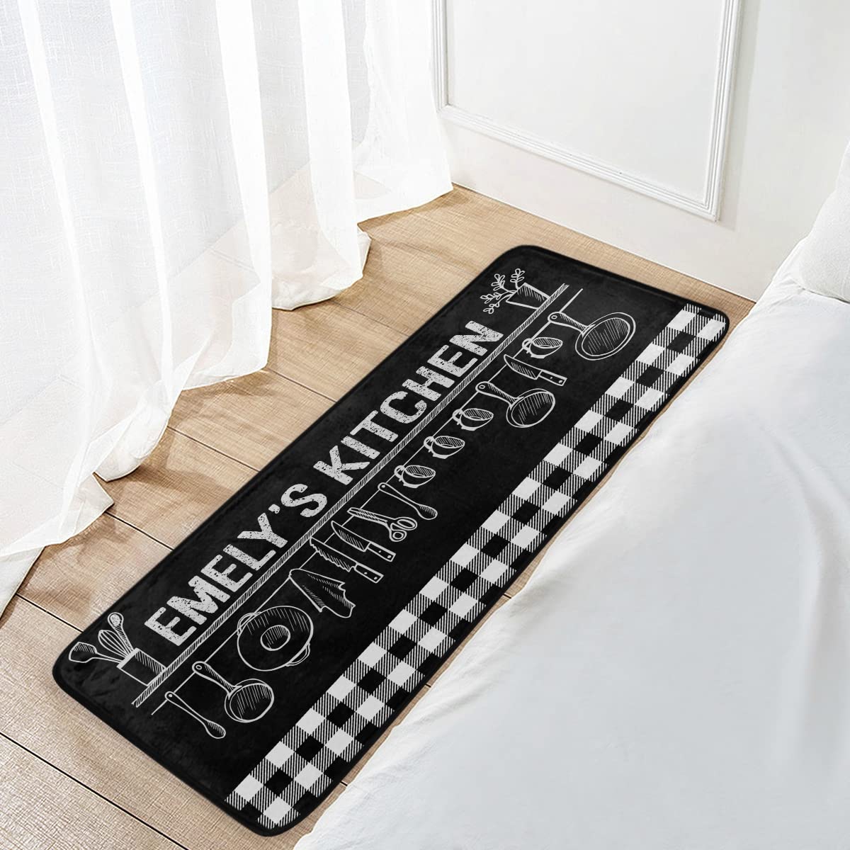 Custom Buffalo Plaid Kitchen Rug - Washable Anti-Fatigue Floor Mat with Non-Slip Backing for Kitchen, Dining Room & Entryway - Comfort Cushion Mat for Standing Long Hours While Cooking or Washing Dishes