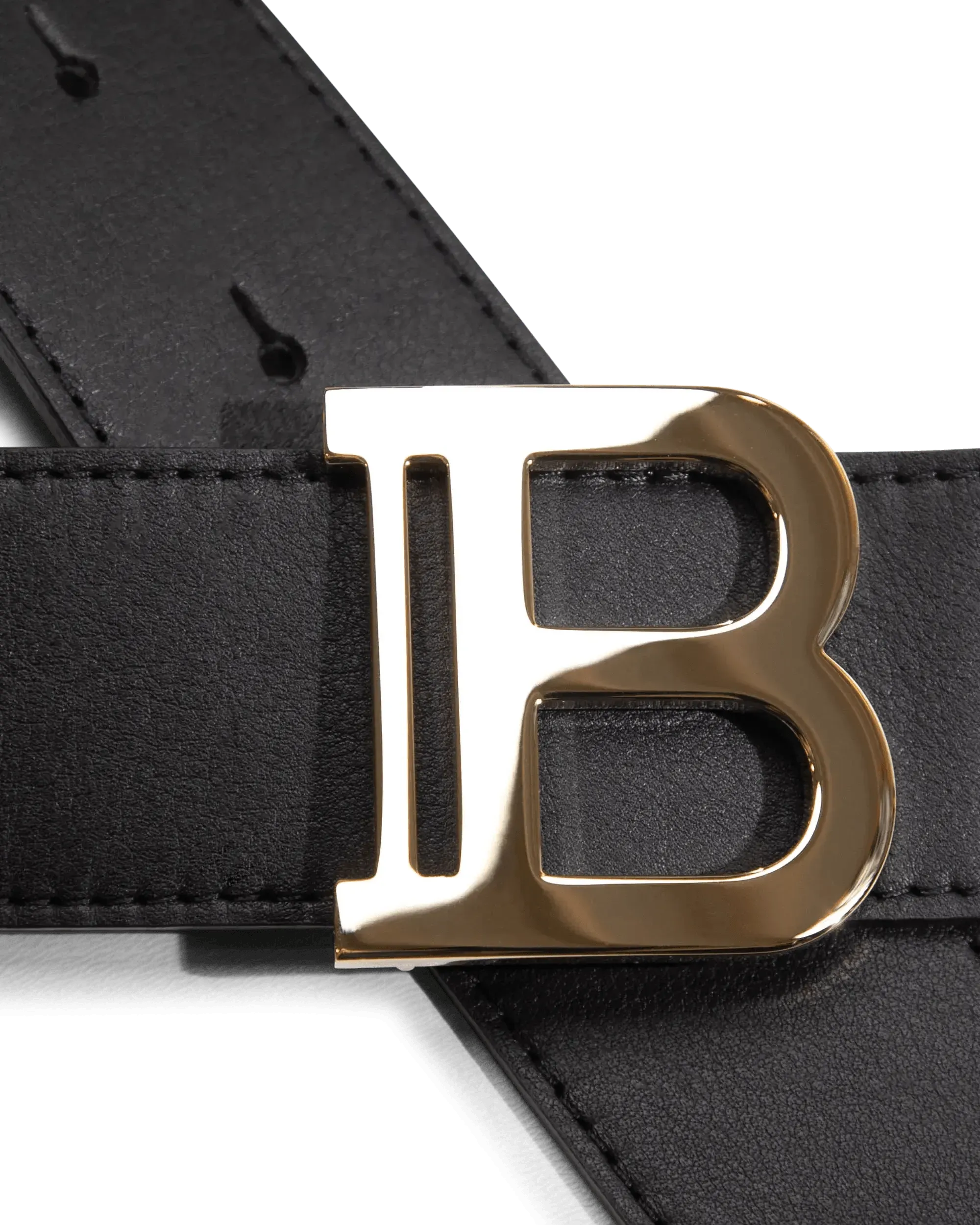 B Logo Leather Belt for Men - Premium Genuine Leather Dress Belt with Classic B Monogram Buckle - Perfect for Business, Casual & Formal Wear