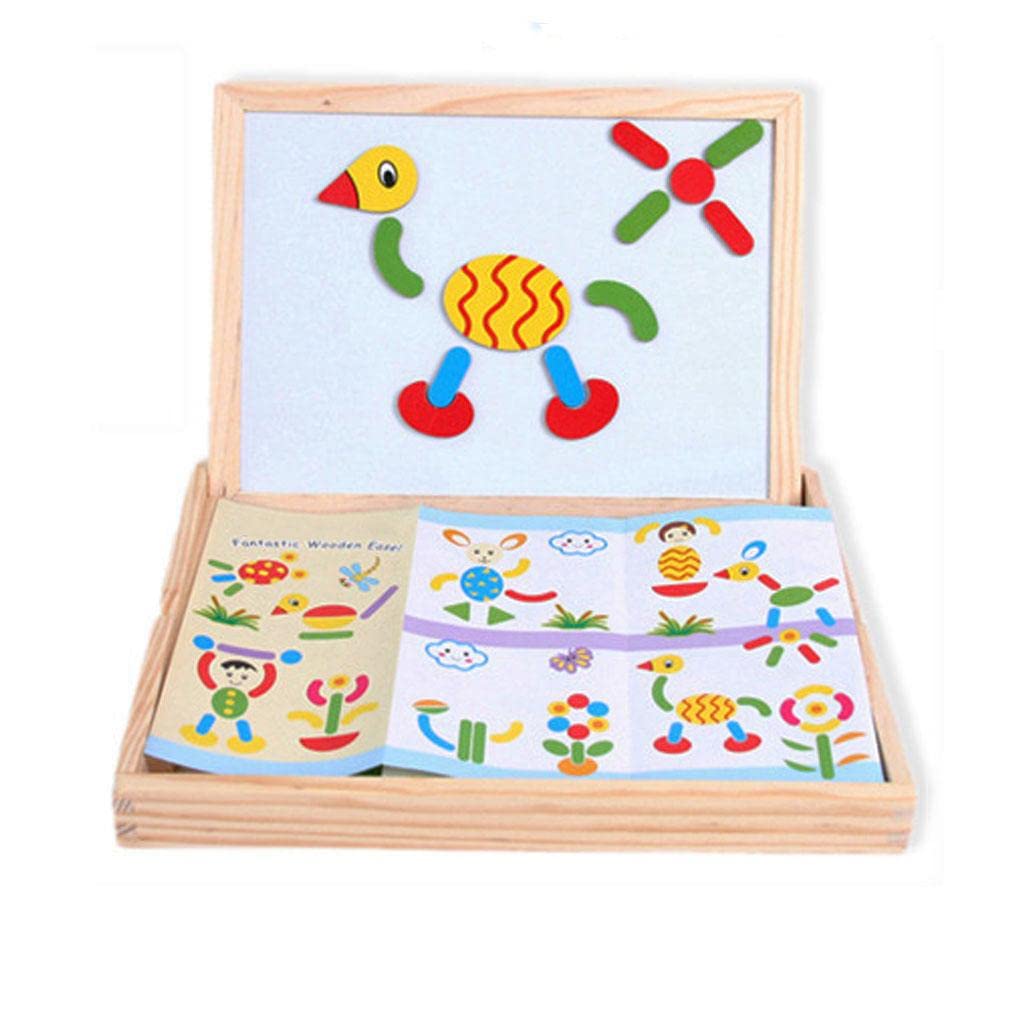 Enakshi Magnetic Drawing Board for Kids - Wooden Educational Puzzle Toy for Toddlers & Babies | STEM Learning, Fine Motor Skills Development | Perfect for Travel, Home Play & Preschool Activities