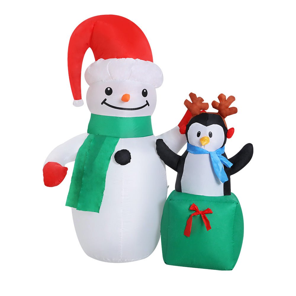 2.4M Inflatable Snowman with LED Lights - Outdoor Christmas Decorations for Yard, Garden & Holiday Party Decor