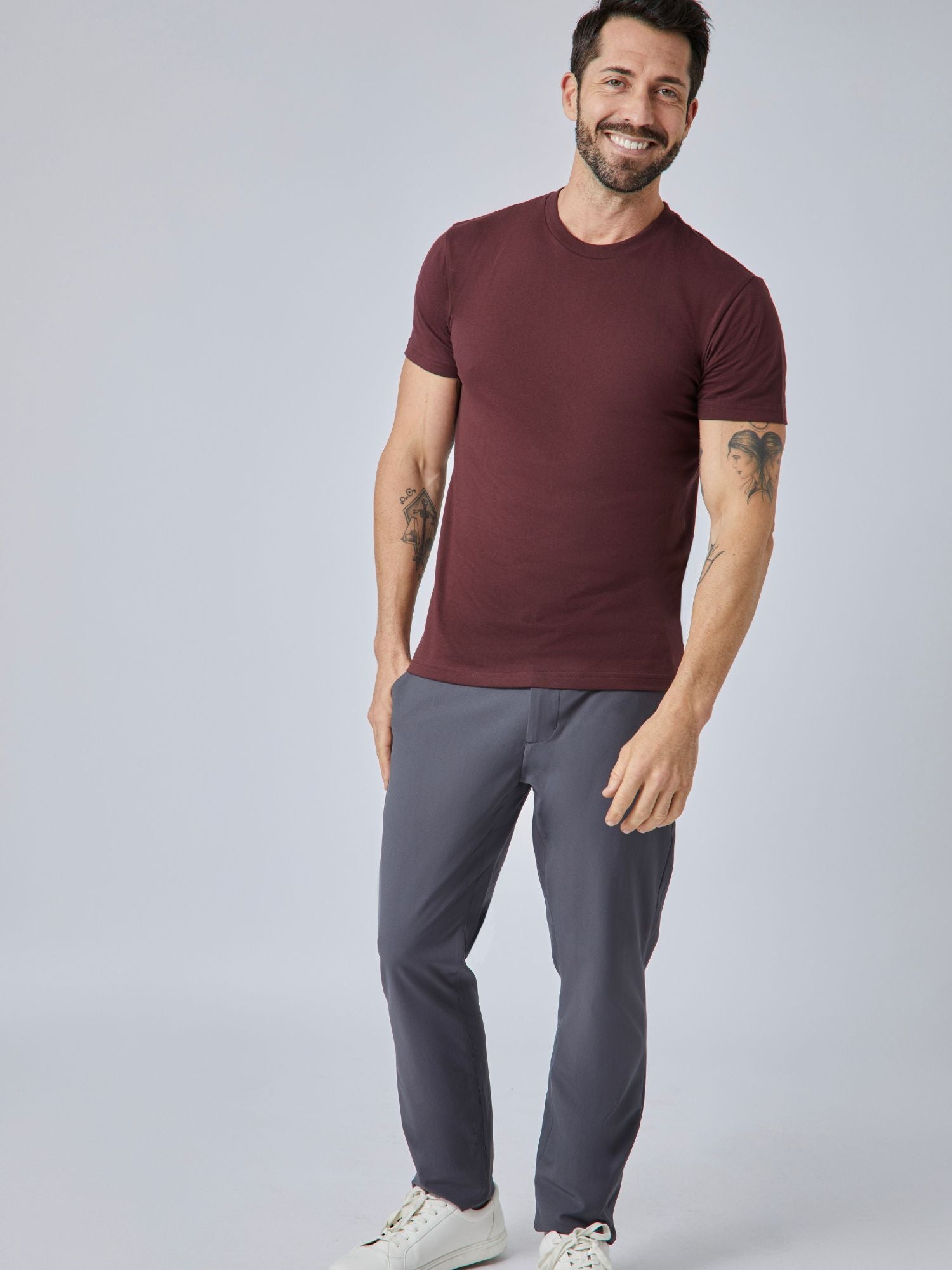 Port Red Crew Neck T-Shirt - Soft Cotton Men's Tee for Casual Wear & Everyday Outfits | Final Sale