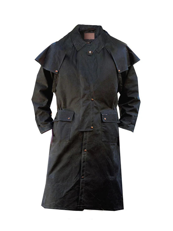 Outback Low Rider Duster Coat for Men & Women - Black Waterproof Long Trench Coat for Outdoor Riding, Hiking & Motorcycle | Windproof & Lightweight Raincoat