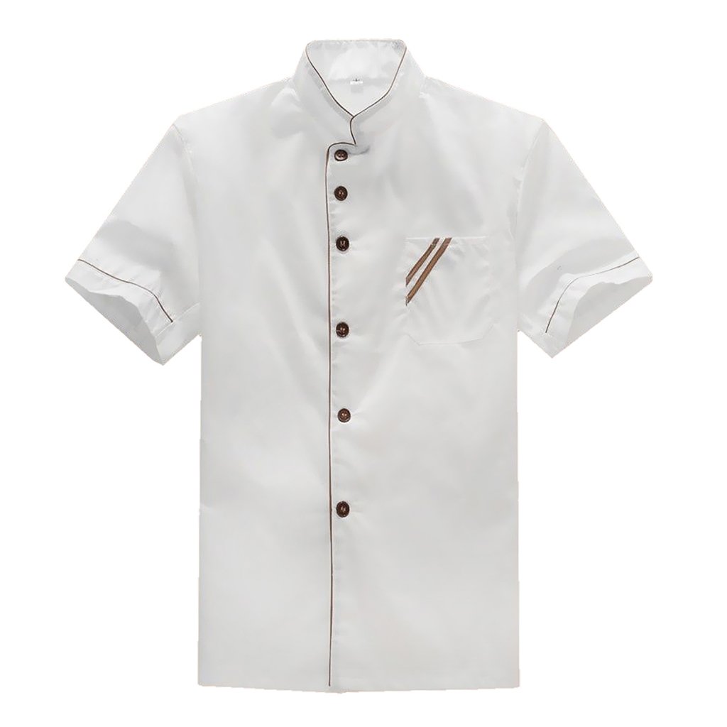 SDENSHI Unisex Chef Jacket Short Sleeve - Professional Kitchen Uniform for Cooks & Restaurant Workers (Size L) - Perfect for Cooking, Baking, Catering & Culinary School