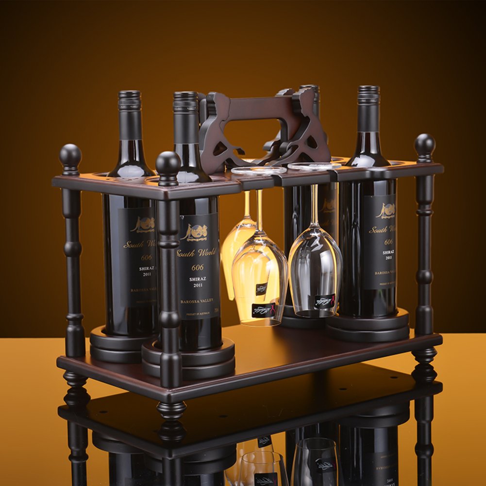 European Style Wooden Wine Glass Holder - Freestanding Stemware Storage Organizer & Display Stand (17.7