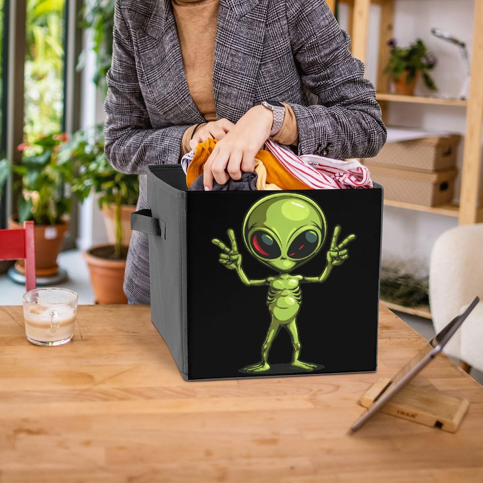 Alien Storage Cubes Organizer with Handles - for Home & Office Organization