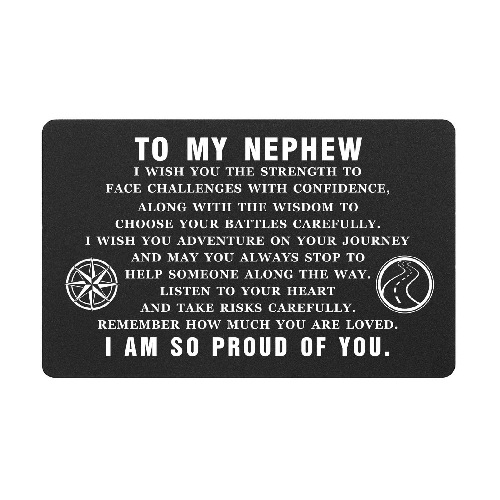 ABNTY Inspirational Wallet Card - Thoughtful Graduation Gift for Nephew with Motivational Quote - Perfect for Special Occasions & Everyday Encouragement