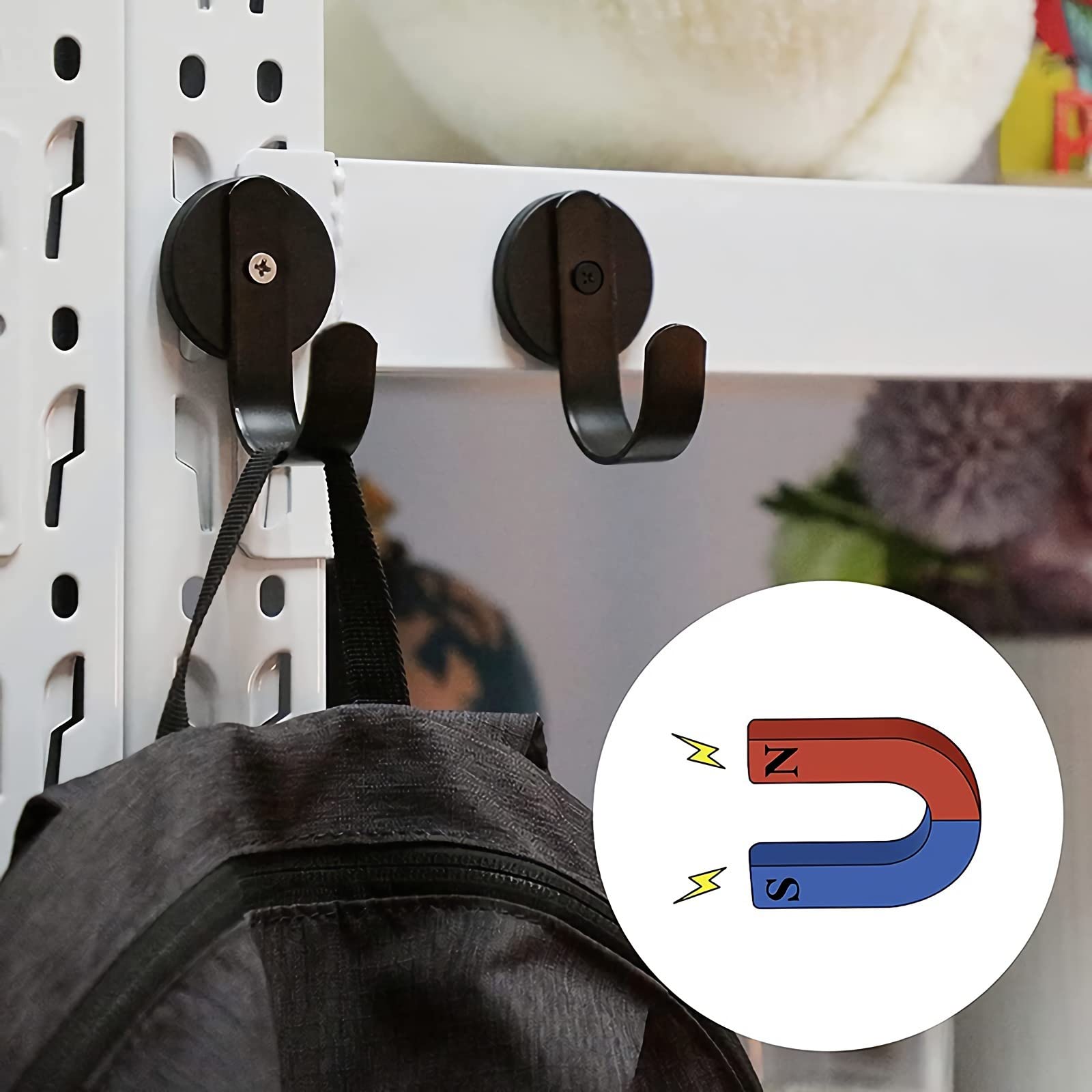 Heavy Duty Magnetic Hooks - 2pcs for Wreath, Door, Refrigerator Hanging