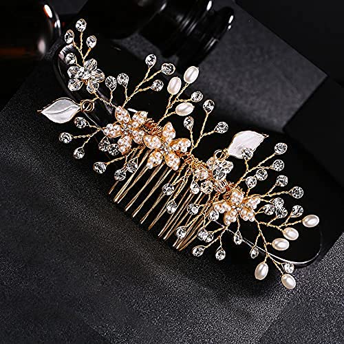 Elegant Crystal Flower Bridal Hair Comb - Gold Wedding Hair Accessory for Brides, Bridesmaids & Prom | Perfect for Weddings, Proms & Special Occasions