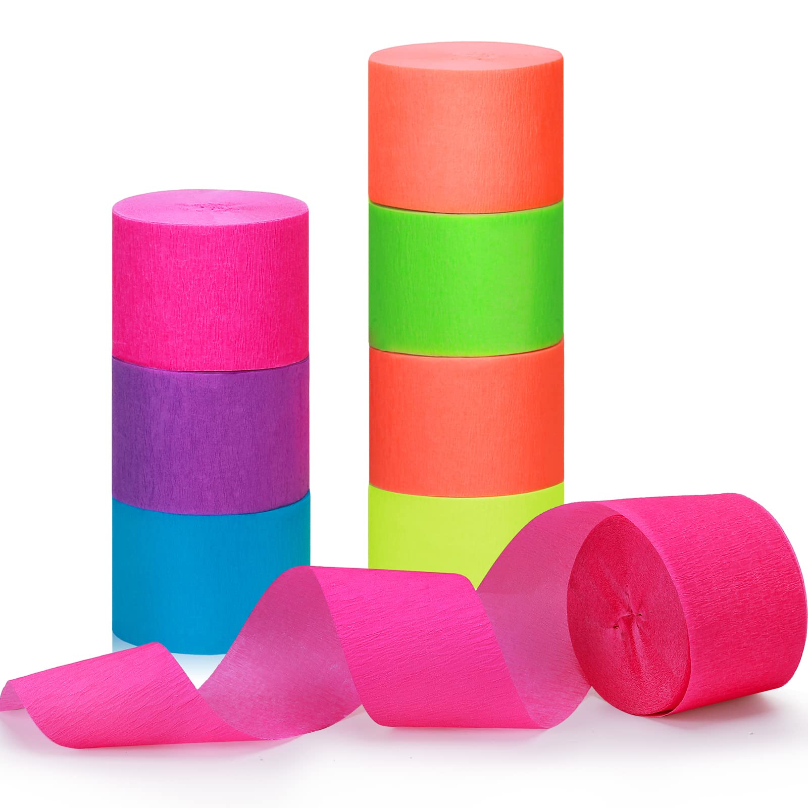 12 Rolls Neon Crepe Paper Streamers - Mint Green & Pink Party Decorations for Weddings, Birthdays, Neon Parties, Fiesta, Prom Dance & Photography Backdrops | Vibrant Hanging Decor for DIY Events & Photo Booths