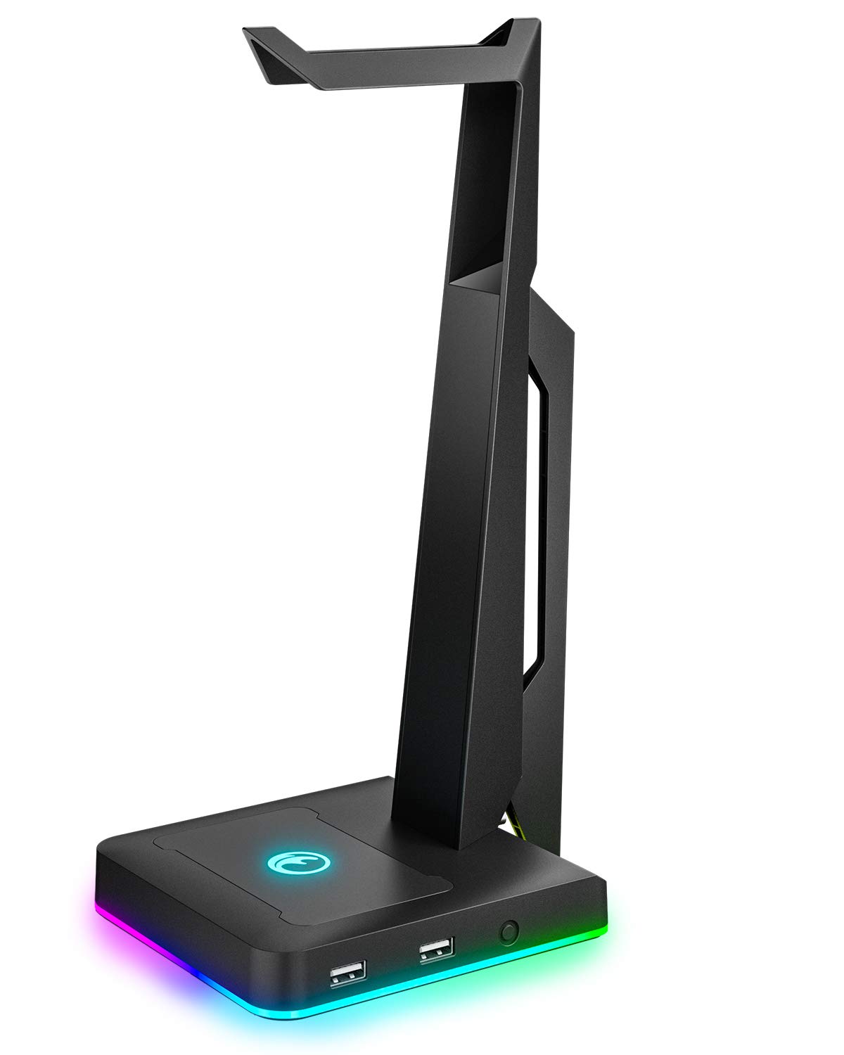 IFYOO RGB Gaming Headset Stand with 2 USB Ports - Universal Headphone Holder for PC, Xbox One, PS4, Nintendo Switch - Premium Desk Organizer for Gaming Setup & Home Office - Black | Perfect for Streamers & Esports Enthusiasts