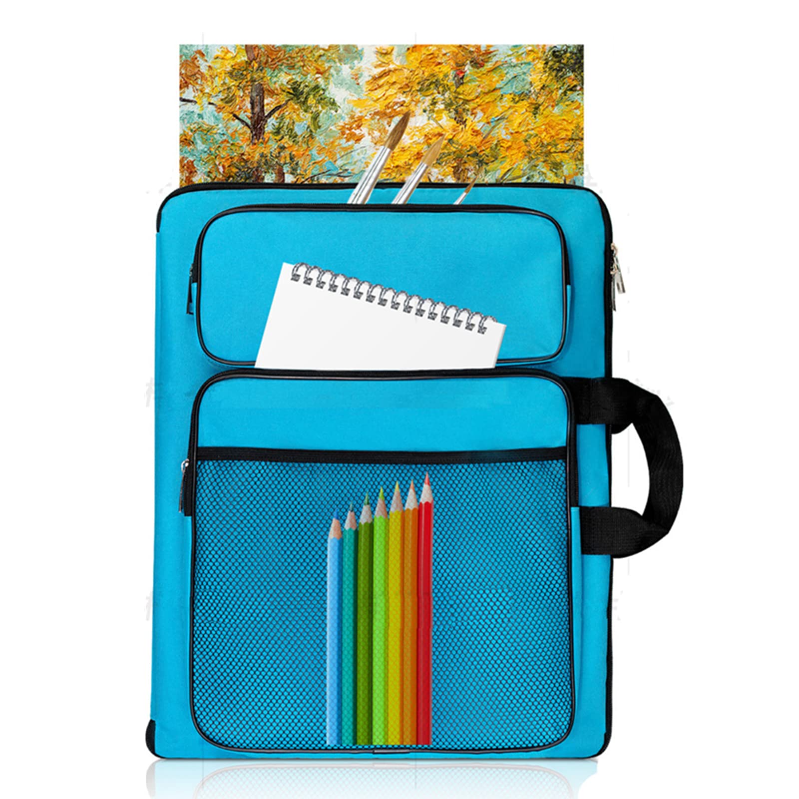 Kids Art Portfolio Bag - 15x18 Inch A3 Artist Backpack Organizer for Drawing Lessons | Sketchbook, Pencil & Artwork Storage | Empty Art Case (Blue) - Perfect for School Art Classes, Home Creativity & Travel Art Supplies