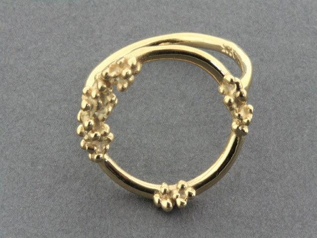 Elegant Beaded Circle Ring - Gold on Silver Stackable Band for Women | Perfect for Everyday Wear, Parties & Gifts