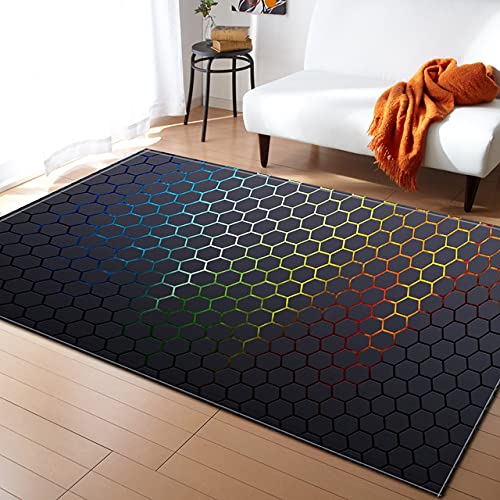 3D Modern Abstract Pattern Non-Slip Soft Carpet - Contemporary Short Pile Area Rug for Bedroom, Living Room & Studio (48'' x 72'') - Perfect for Home Decor, Yoga Space & Kids Play Area