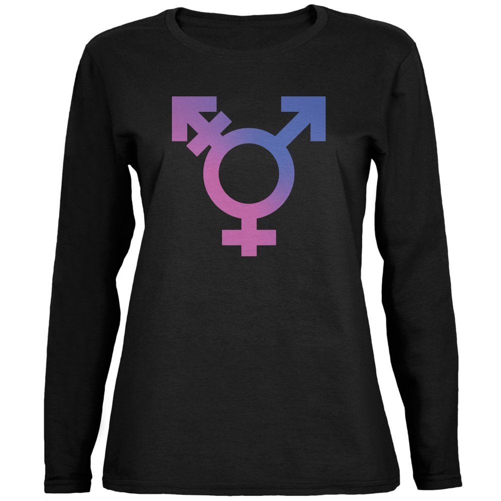 Old Glory Transgender Symbol Caitlyn Jenner Black Women's Long Sleeve T-Shirt - Pride Month LGBTQ+ Support & Awareness Apparel