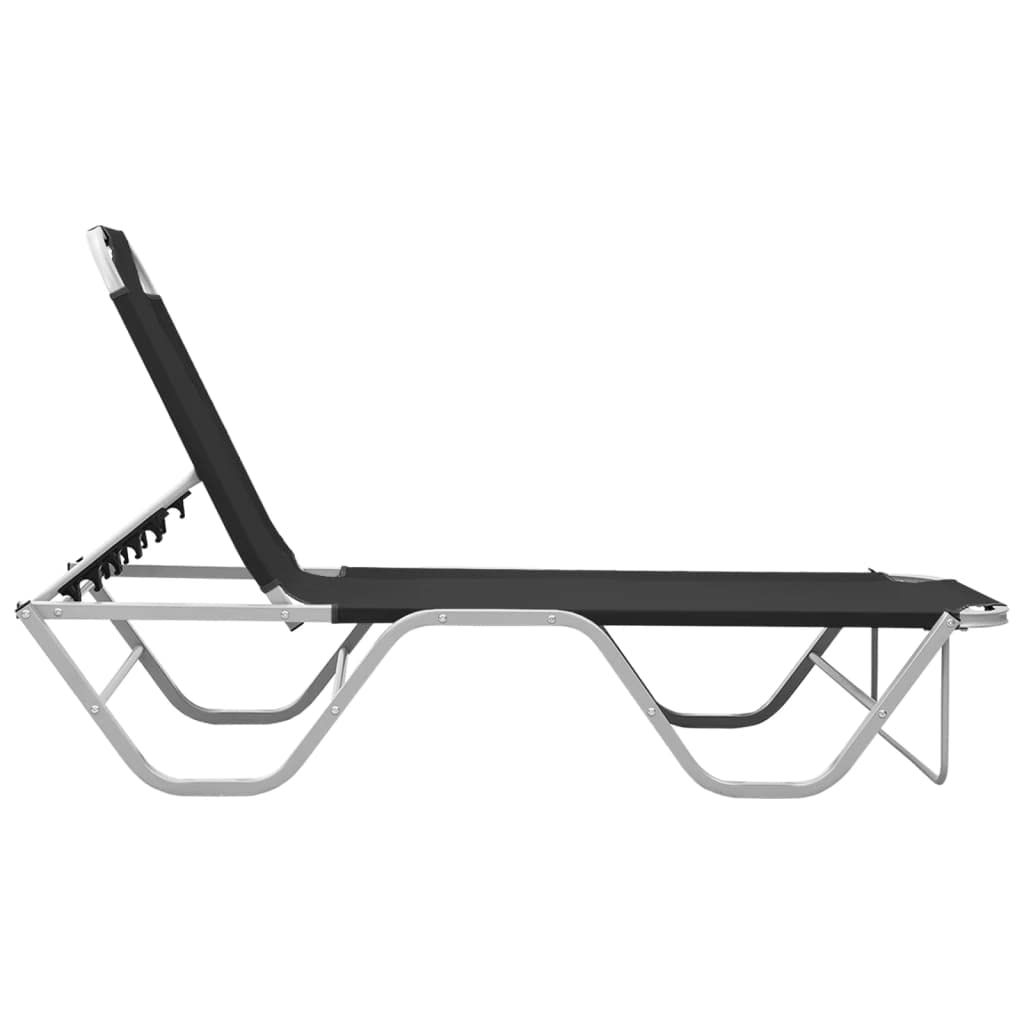 Premium SKM Sun Lounger with Aluminum Frame & Durable Textilene Fabric in Black - Perfect for Poolside, Beach, Patio, and Outdoor Relaxation
