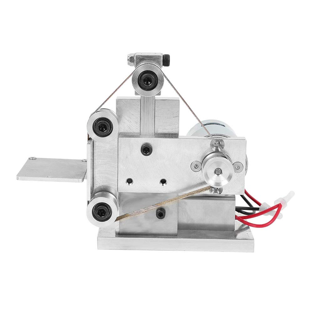 Huanyu Micro Belt Sander - 12-24V Electric Belt Grinder with 7-Speed Control & 10 Sanding Belts (330x30mm) - Adjustable Belt Tracking for DIY Woodworking, Metal Polishing & Craft Projects