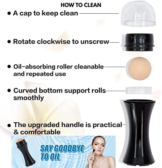 Prishva® Volcanic Stone Face Roller for Oily Skin - Reusable Oil Absorbing Facial Tool with Makeup Sponge | Reduce Shine & Control Excess Oil | Perfect for Daily Skincare & Makeup Touch-Ups