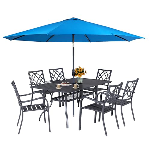 Stackable Chair Set With Sky Blue Umbrella