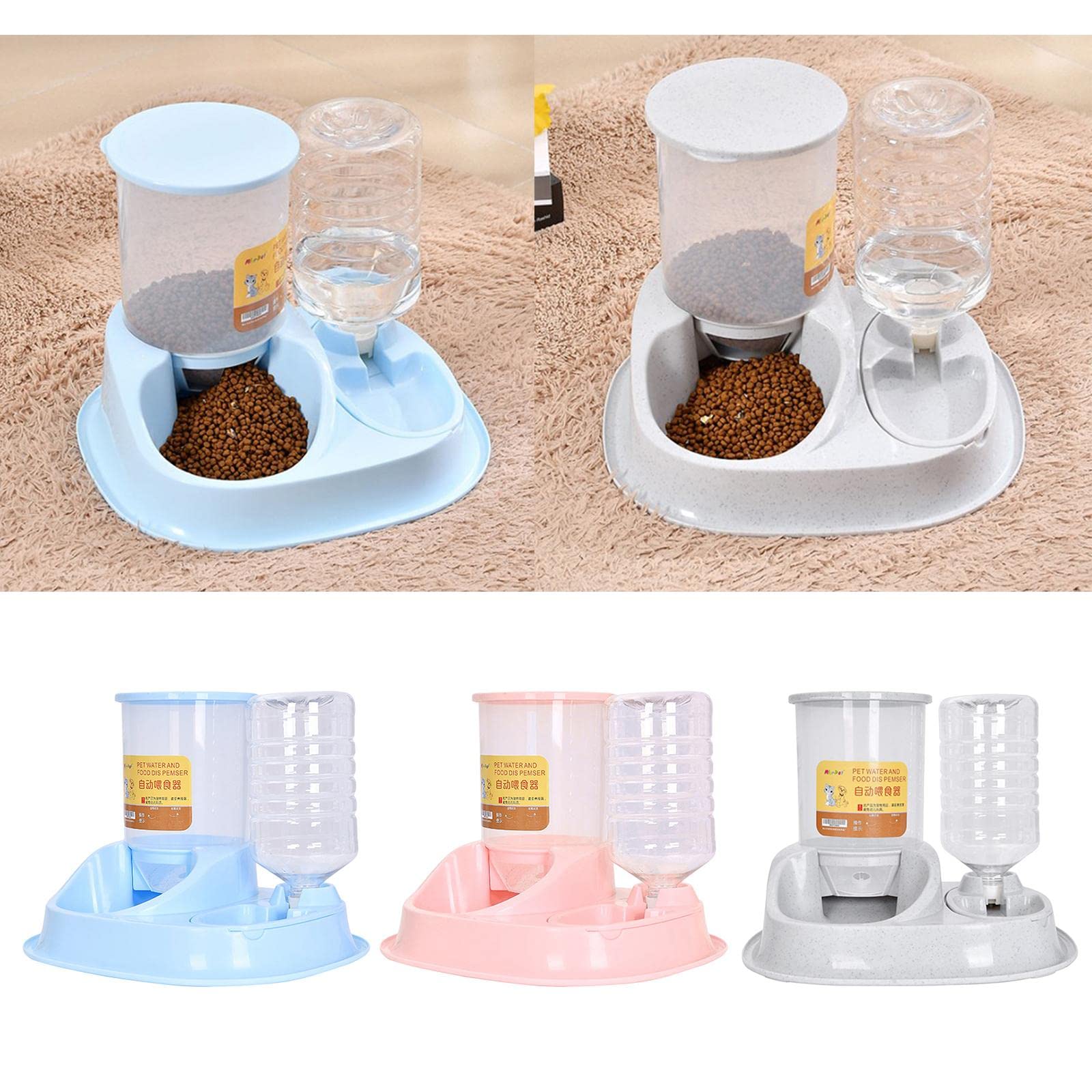 UJEAVETTE® 自动宠物饮水机喂食器 - 猫狗通用智能喂水喂食一体机，蓝色，适合家庭、办公室、旅行使用