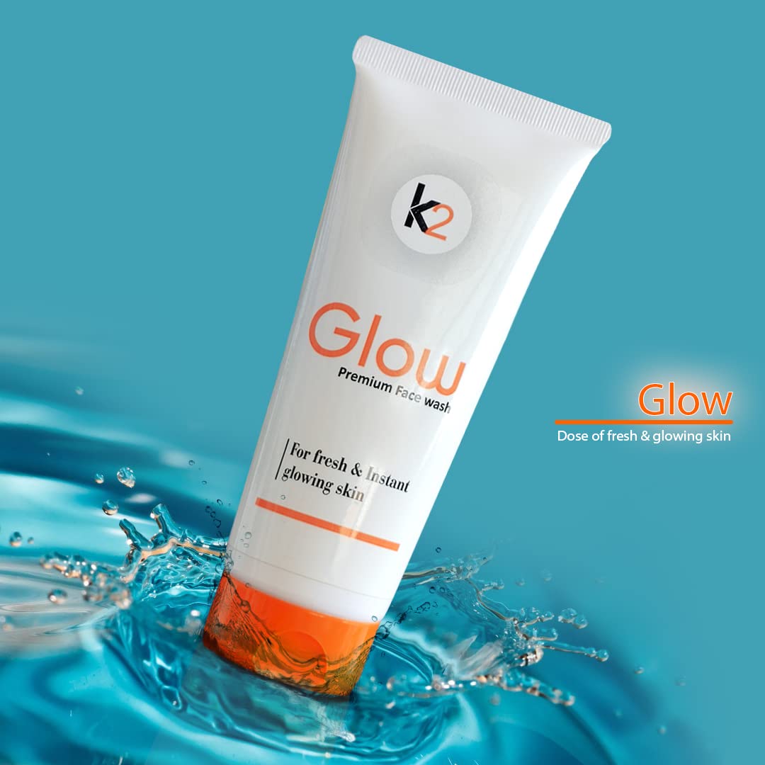 K2 Glow Premium Face Wash for Instant Fairness, Bright & Glowing Skin - All Skin Types - Paraben-Free 100g - Perfect for Daily Skincare & Radiant Complexion