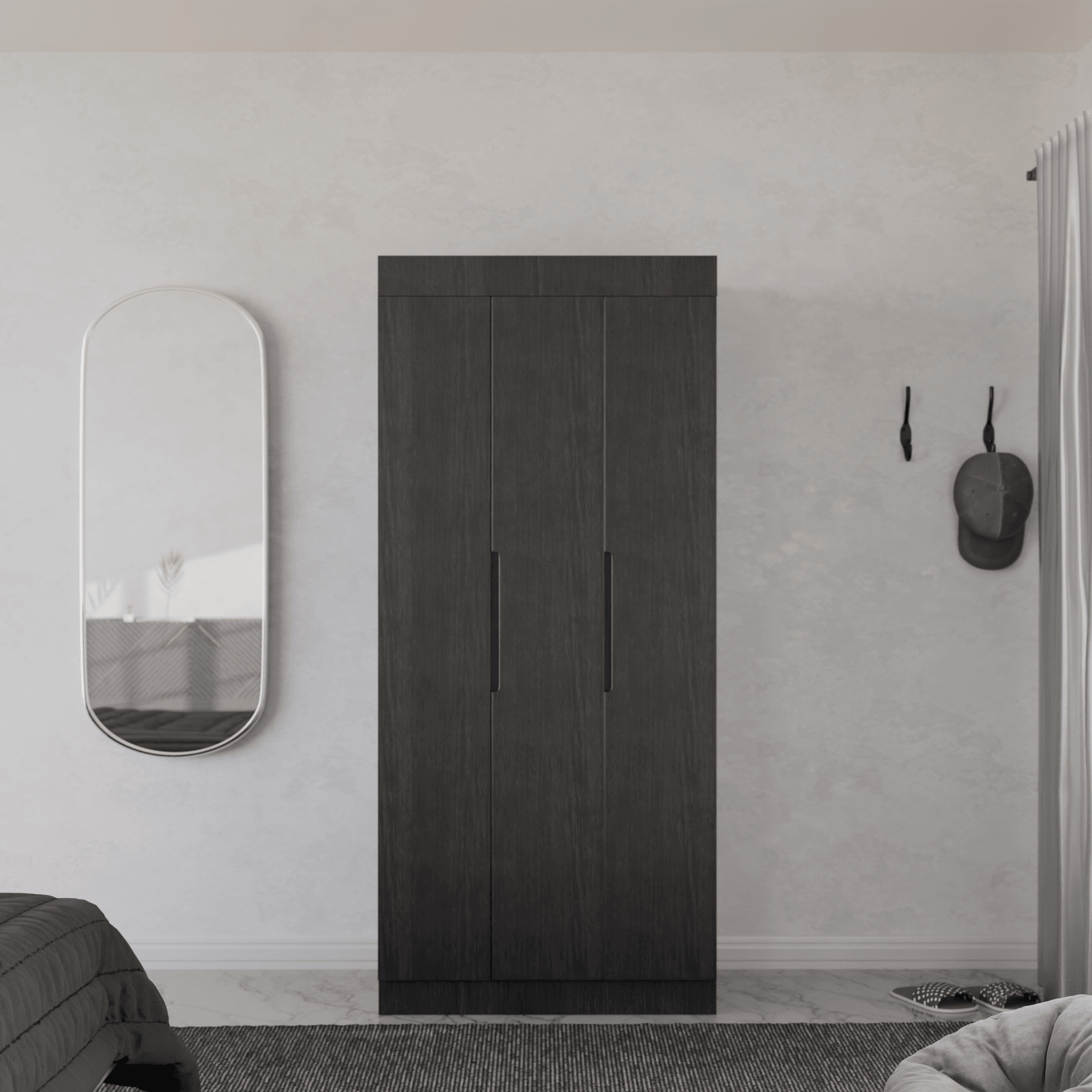 Harris 3-Door Open Wardrobe Closet - Modern Freestanding Storage for Bedroom, Living Room & Walk-In Closet Organization