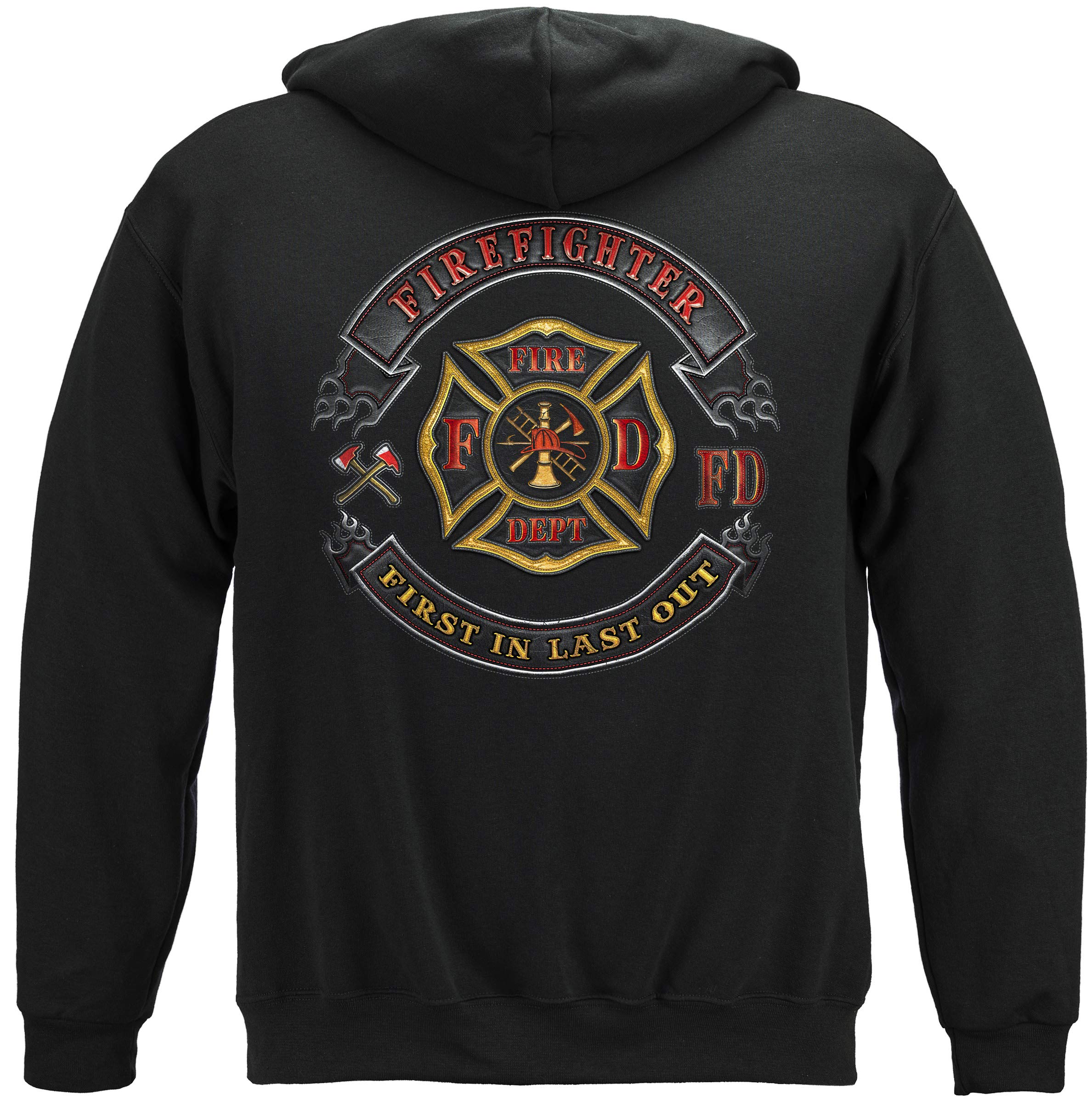 Firefighter Hooded Sweatshirt for Men - FF2397SW MC Biker Jacket | Comfortable Pullover for Fire Dept, EMS, Motorcycle Riders | Perfect for Work, Casual Wear & Outdoor Activities