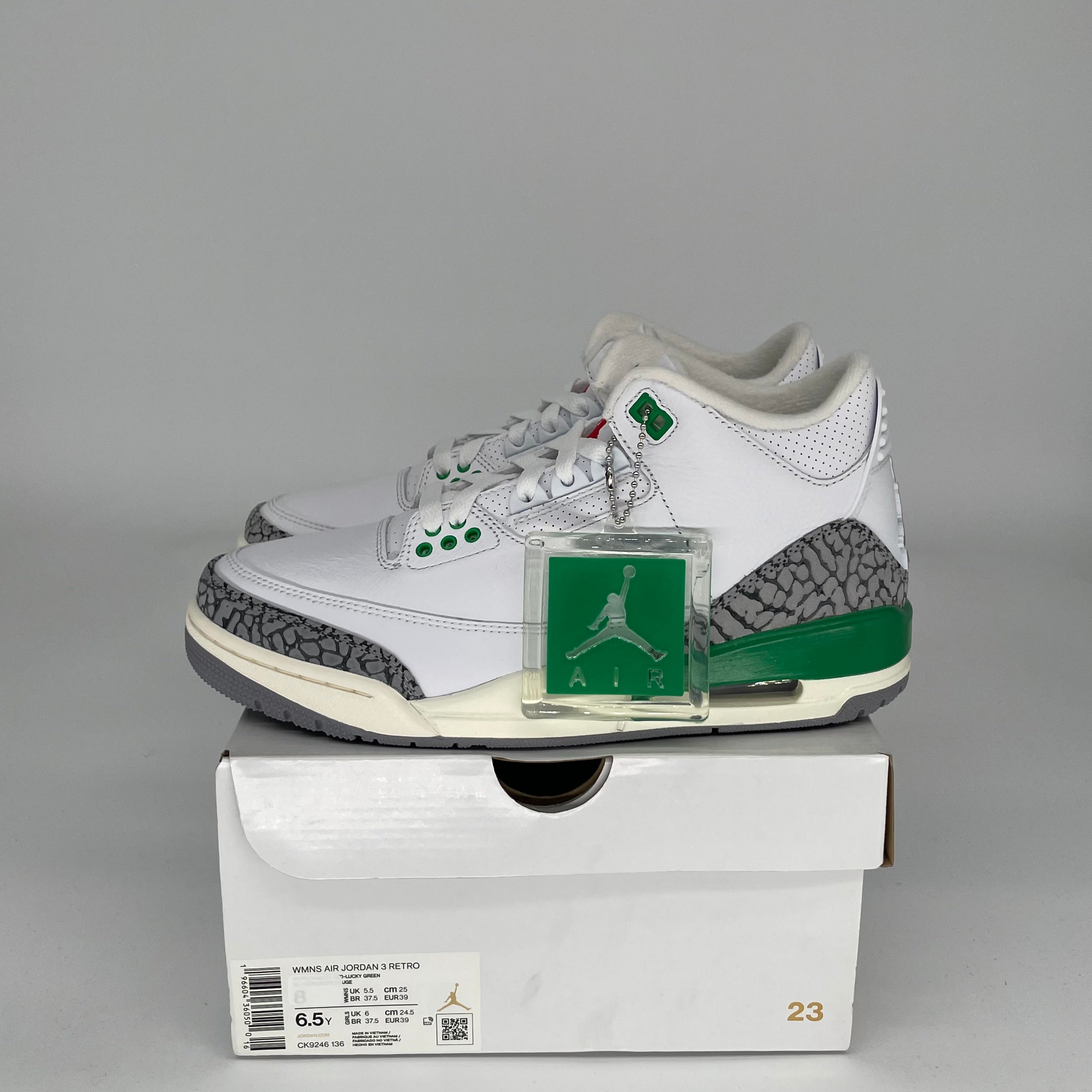 AIR JORDAN 3 LUCKY GREEN Women's Basketball Shoes Size 6.5/8W - Style CK9246-136 | Perfect for Streetwear, Sneaker Collecting & Casual Fashion