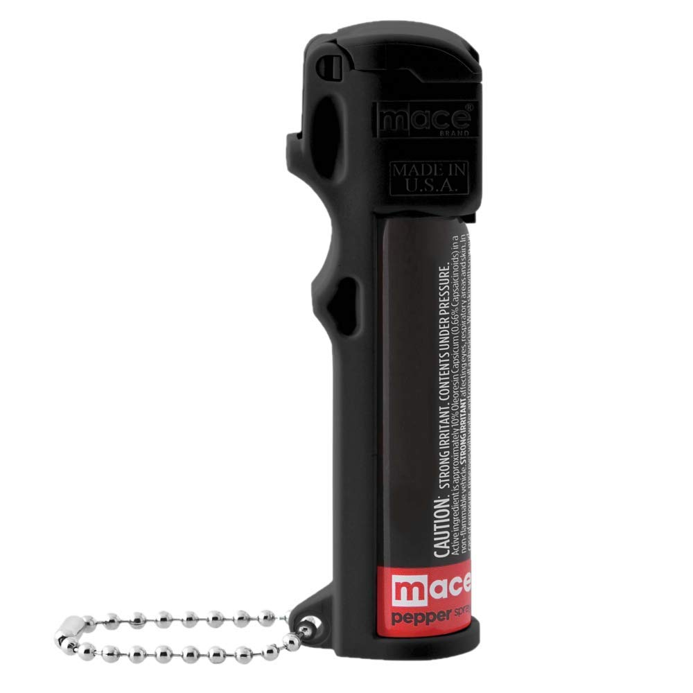 Police Strength Mace Brand PepperGuard Personal Pepper Spray (4 Pack, Black) – 12' Powerful OC Pepper Spray with UV Dye Marking – Includes Keychain for Self Defense – Ideal for Jogging, Night Walks & Personal Safety