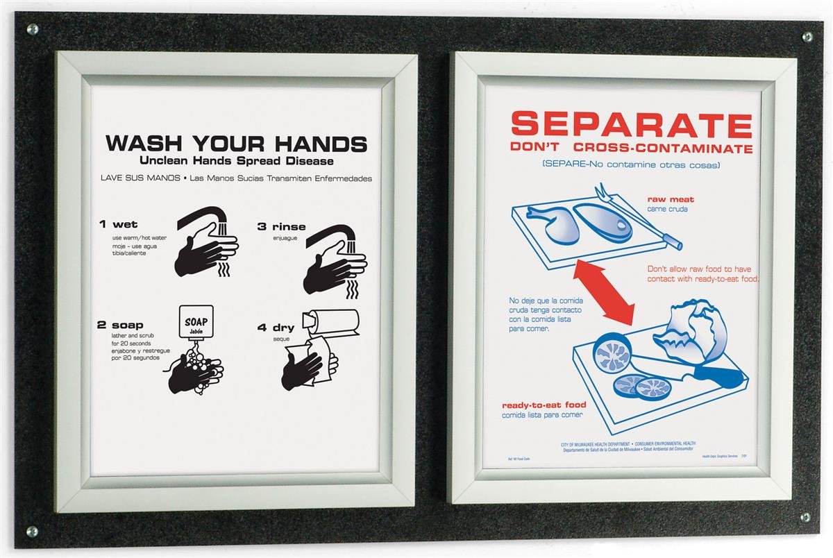 8.5 x 11 Inch Metal Poster Frame with ABS Backer - 2 Slide-In Style Frames Side by Side - Perfect for Office Signs, Business Displays & Regulation Signage