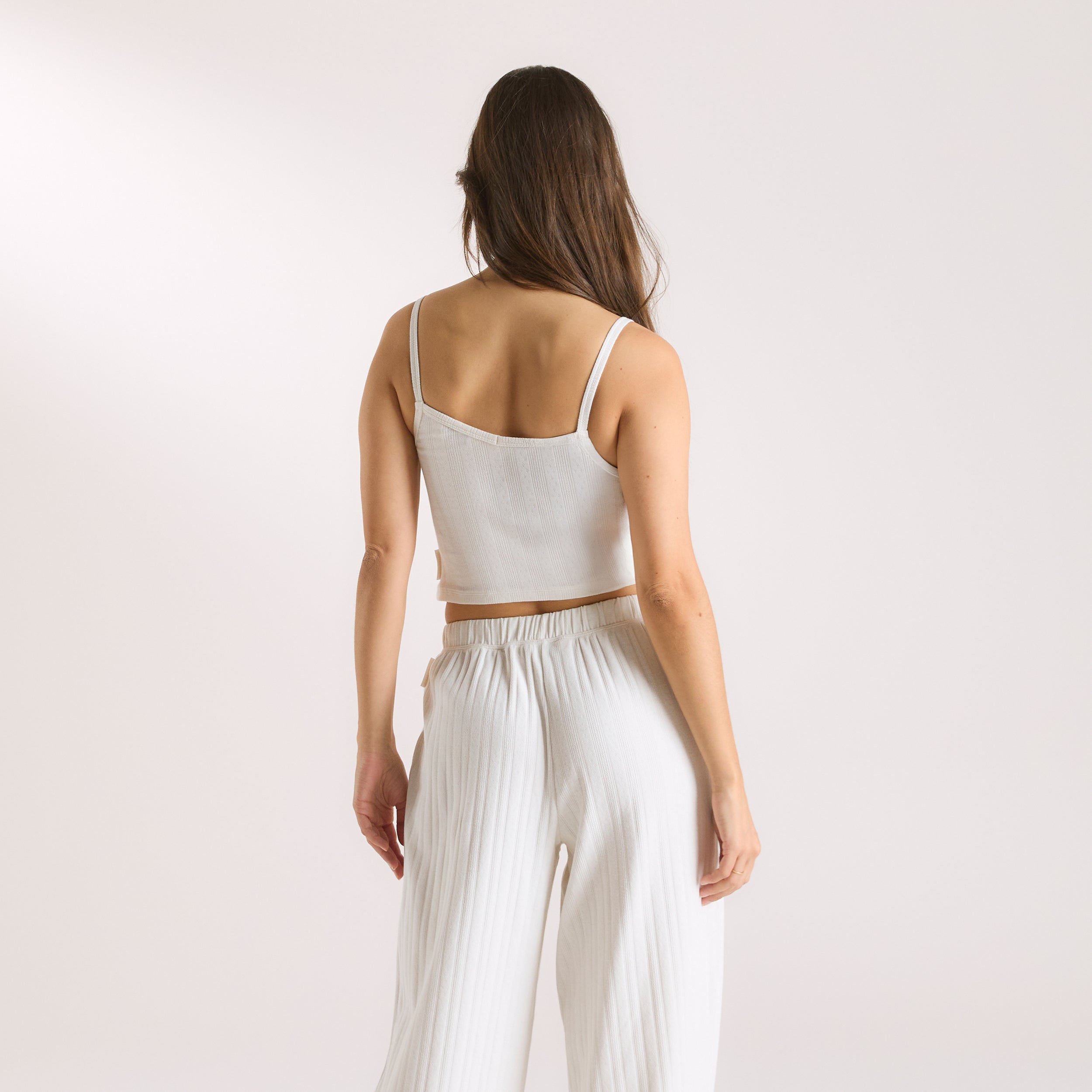 Pointelle Cami Sleepwear Top - Soft & Comfortable Women's Pajama Shirt in Cream | Perfect for Lounge, Sleep & Relaxation at Home