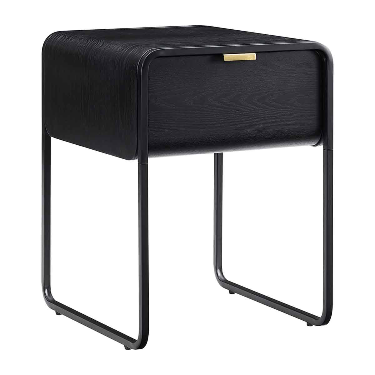 Leroy Brass Handle Bedside Table - Vintage Nightstand with Drawer for Bedroom, Living Room & Office - Stylish Storage Solution for Small Spaces