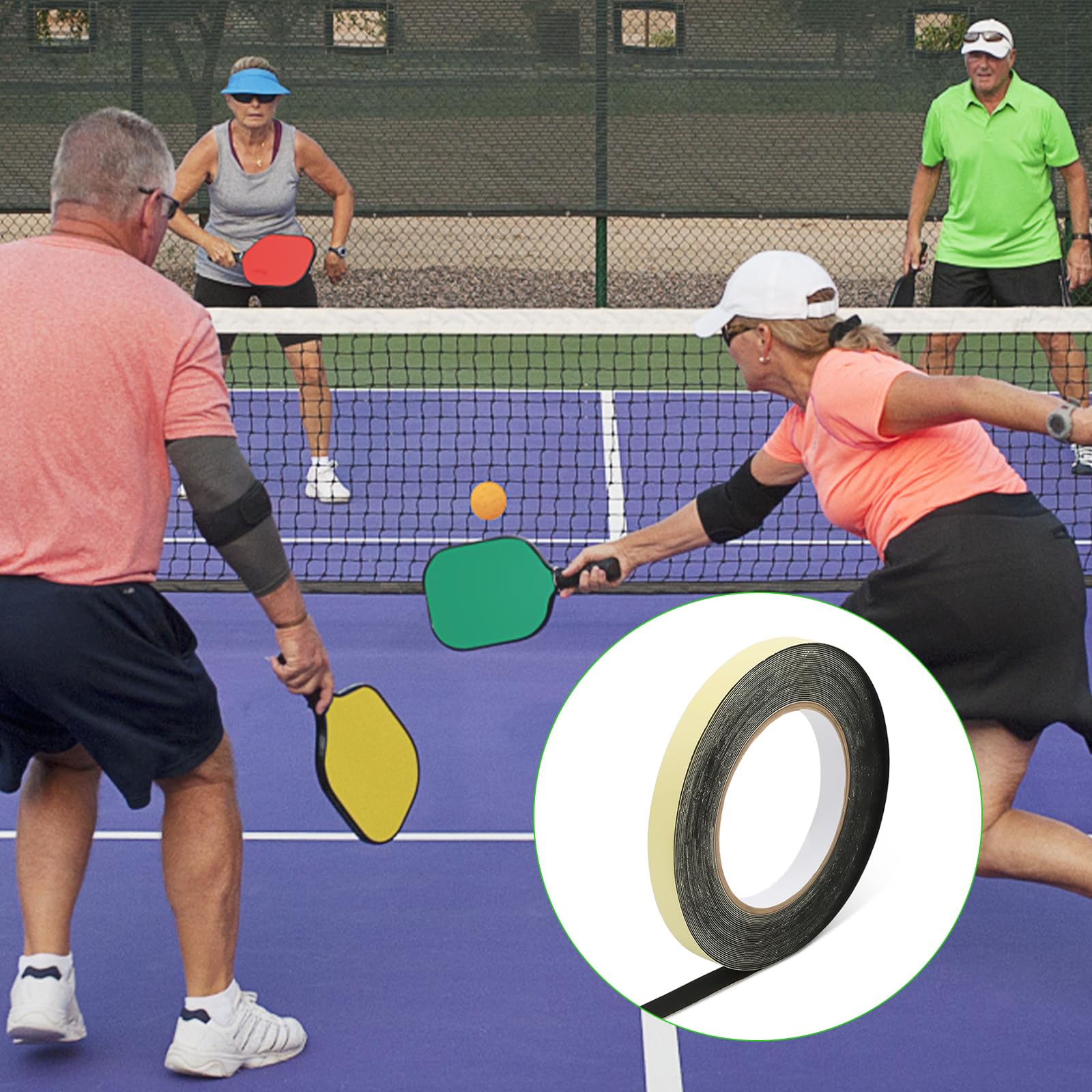 KINBOM 3-Piece Pickleball Edge Tape Set - Black, 3 Different Widths for Paddle Protection | Durable Pickleball Paddle Edge Guard Tape | Perfect for Indoor & Outdoor Court Play