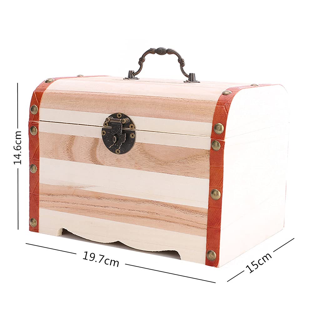 Handmade Wooden Money Storage Box with Lock & 2 Keys - Treasure Chest Piggy Bank, Jewelry Organizer for Cash, Coins & Valuables | Perfect for Kids Savings, Gift Giving & Home Decor