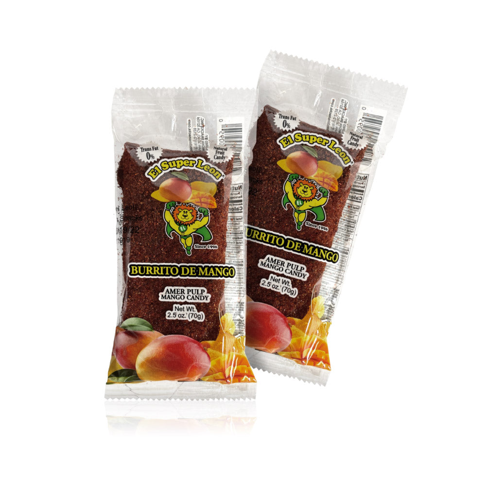 El Leon Burrito Mango - 24 Count Box | Premium Dried Mango Snacks for Kids & Adults | Perfect for Lunchboxes, Hiking & Healthy On-the-Go Snacking