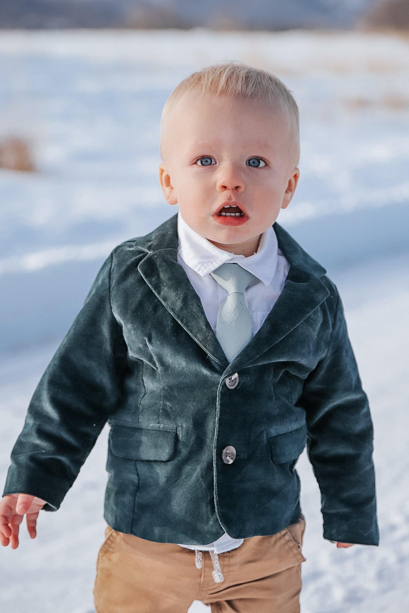 Boys' Dusty Blue Necktie - Classic Formal Tie for Kids - Perfect for Weddings, School Events & Special Occasions