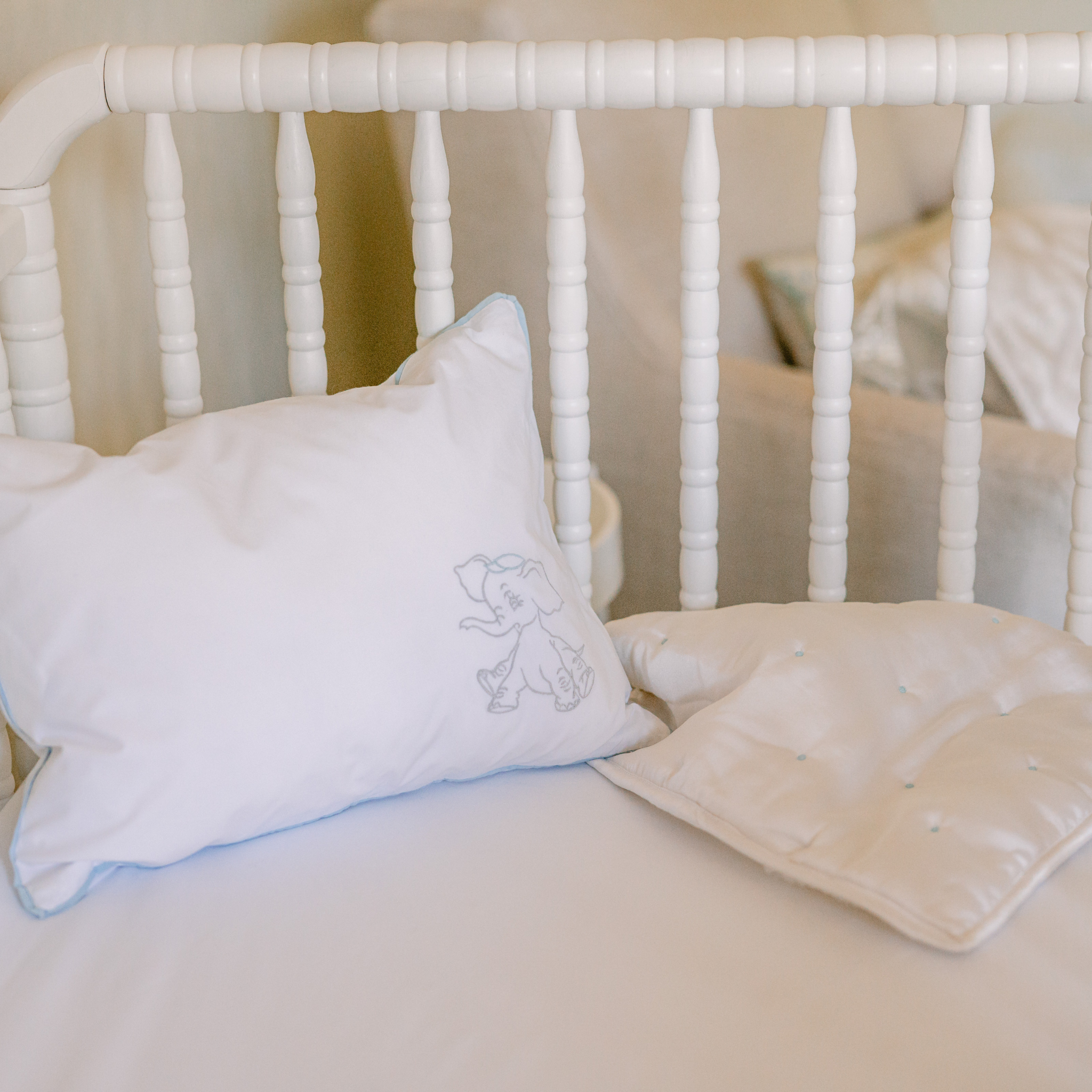 Baby Elliott Pillow Sham - Soft Cotton Nursery Pillowcase for Cribs & Toddler Beds - Perfect for Nursery Decor, Baby Showers & Newborn Gifts (White, Standard Size)