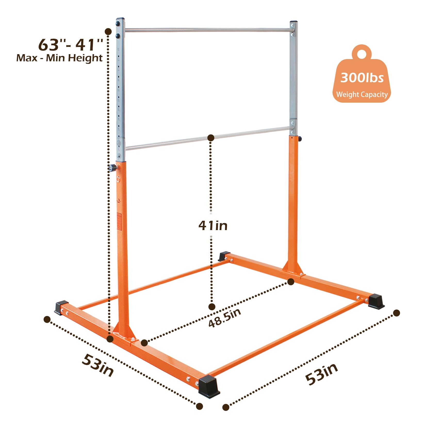 Adjustable Gymnastics Bar for Kids Ages 3-16 - 11 Height Levels, Thickened Upright Tube, Sturdy No-Wobble Design for Home Training | Perfect for Beginners, Gymnastics Practice & Indoor Exercise