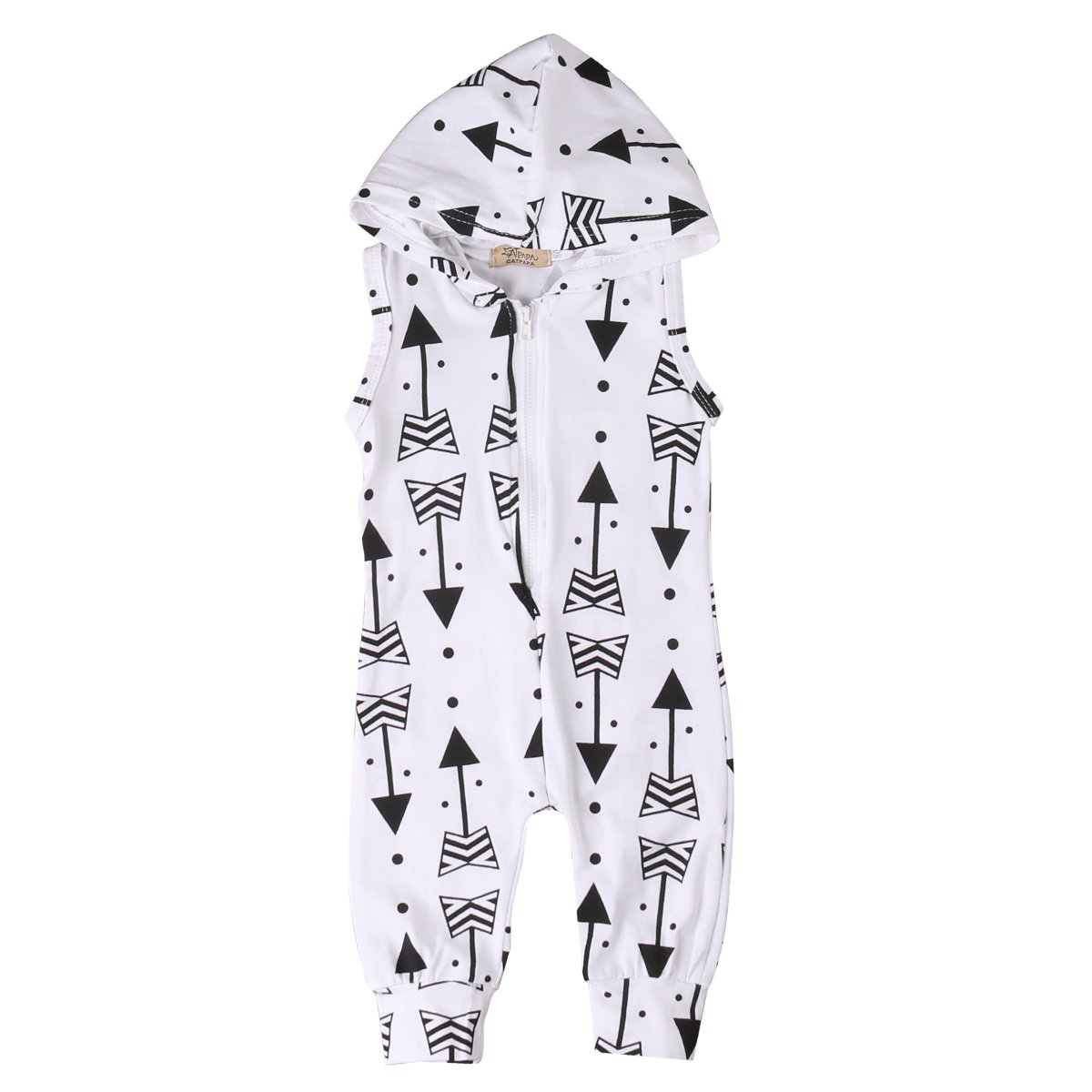Baby Boy Sleeveless Arrow Hoodie Romper - Zipper Jumpsuit One-Piece Outfit for Summer | Playtime, Beach & Outdoor Activities
