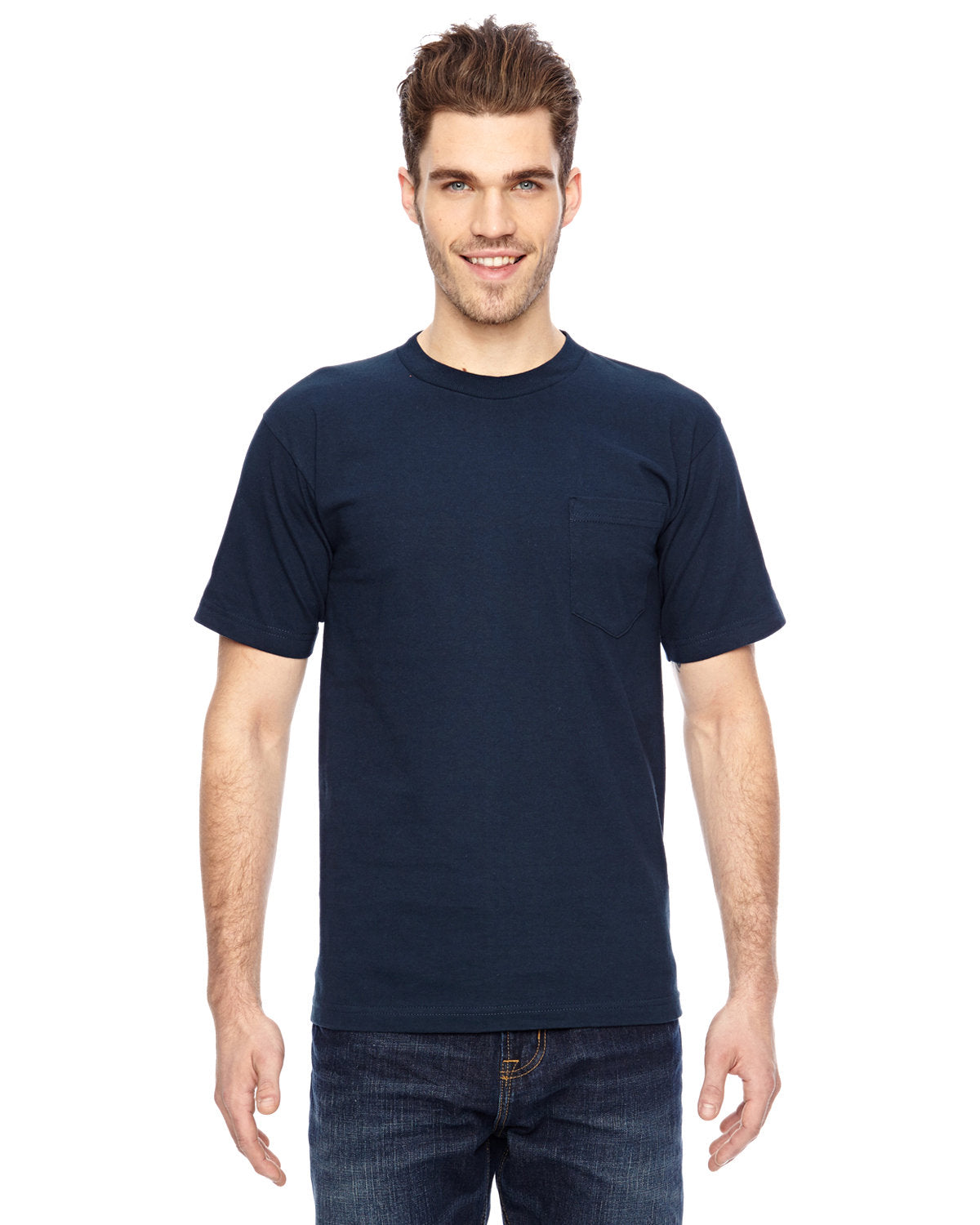 Bayside BA7100 Men's 6.1 oz 100% Cotton Pocket T-Shirt - Soft Comfort Fit Casual Tee for Everyday Wear, Work & Outdoor Activities