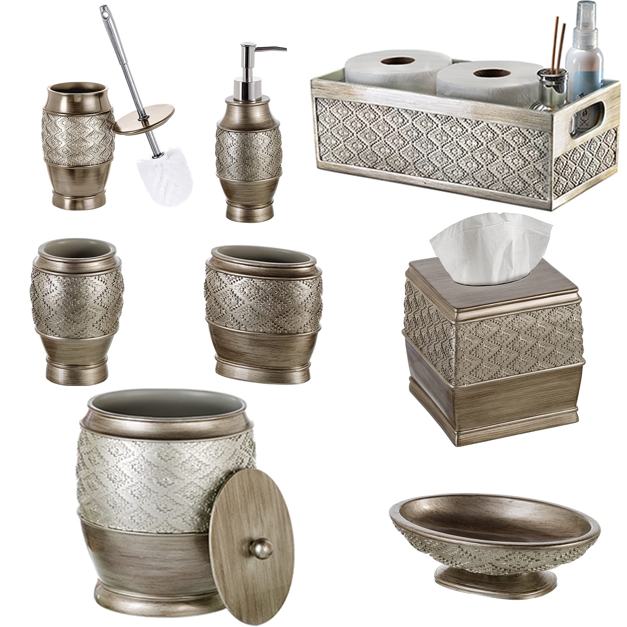 Dublin Silver Toilet Brush Set with Holder - Decorative Bathroom Cleaning Tool - Space Saving Toilet Bowl Scrubber for Modern Homes | Ideal for Small Bathrooms & Guest Powder Rooms