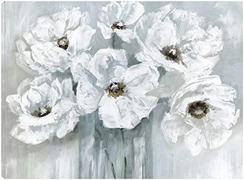 White Poppy Bouquet on Grey