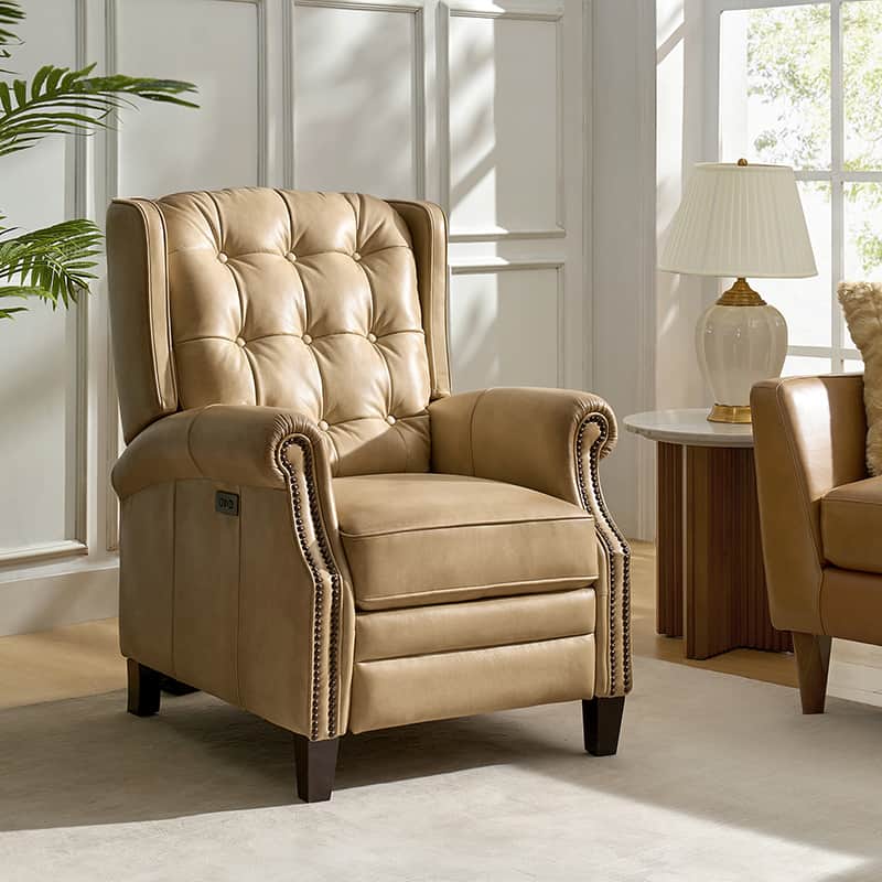 Premium Ruben Buttery Soft Leather Power Recliner Chair - Ergonomic Living Room Furniture for Relaxing, Watching TV & Napping