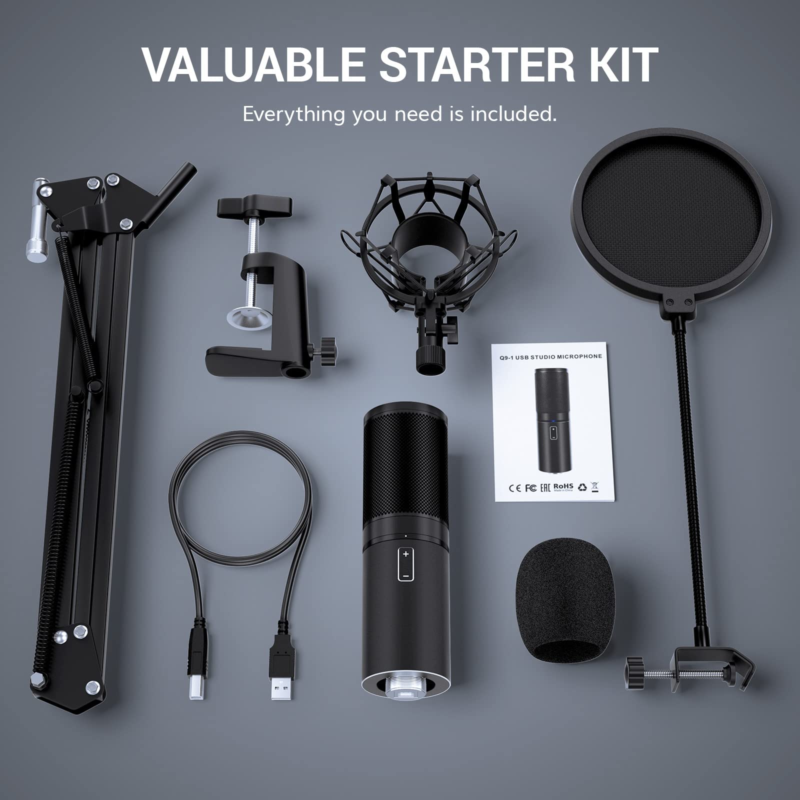TONOR USB Podcast Microphone Kit - Professional Cardioid Condenser Mic for Gaming, Streaming & Recording | Compatible with PC, PS4/5, Discord & Twitch | Includes Adjustable Arm Stand | Perfect for YouTube, Singing & Live Broadcasts | Home Studio & Content Creation Essential