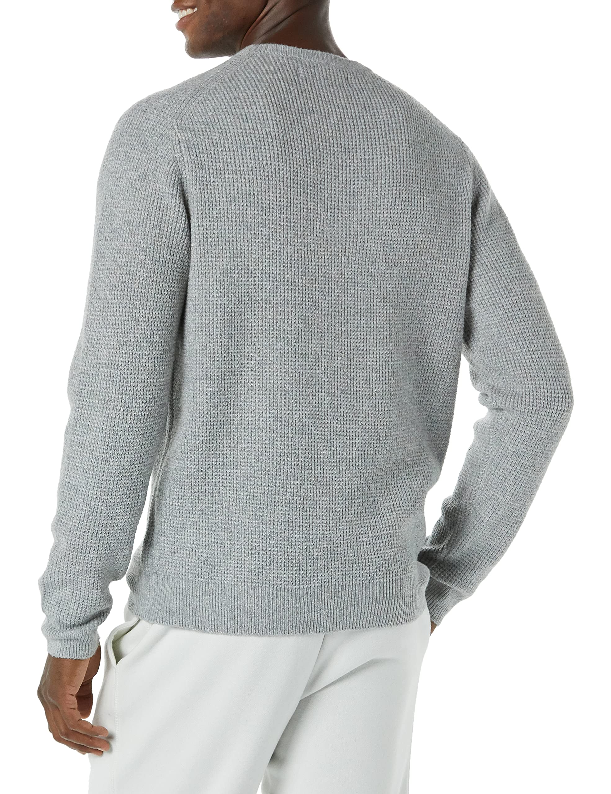 Amazon Essentials Men's Long-Sleeve Soft Touch Waffle Knit Crewneck Sweater - Comfortable Winter Pullover for Casual Wear & Outdoor Activities