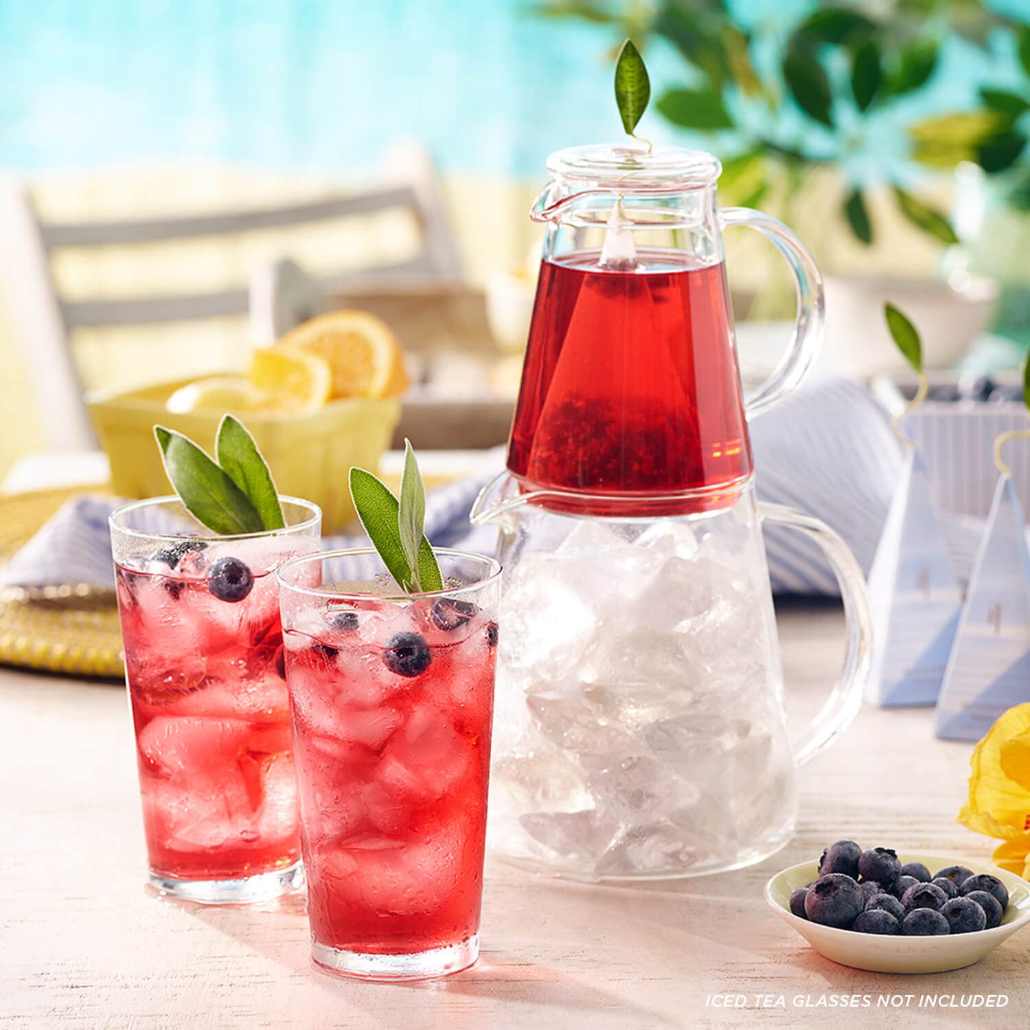 Tea Forte Tea Over Ice Steeping Pitcher Set - 12oz & 24oz Glass Pitchers for Perfect Iced Tea | Dishwasher Safe | Great for Summer Parties, BBQs & Outdoor Gatherings