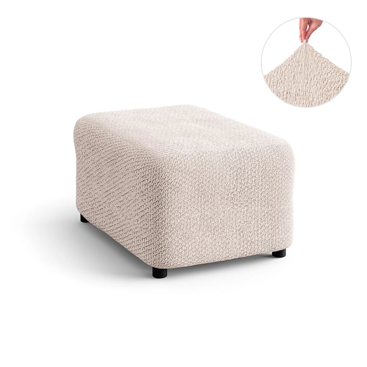 Velvet Ottoman Slipcover Medium Size - Soft & Durable Furniture Cover for Living Room, Bedroom, or Office Decor