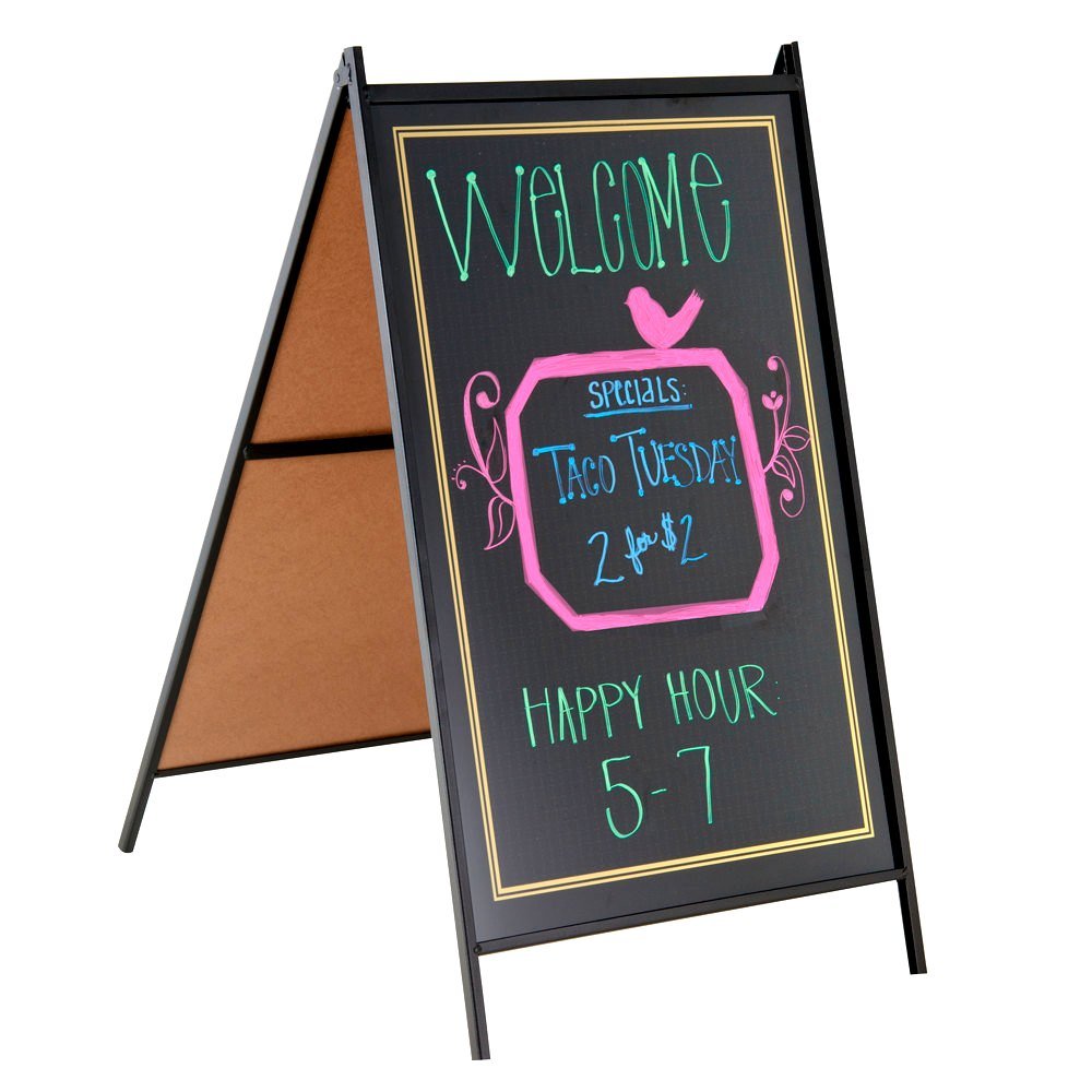 24x36 Portable Sidewalk A-Frame Sandwich Board with Liquid Chalkboard - Outdoor Standing Blackboard Sign for Businesses & Events - Includes 4 Waterproof Zig Markers - Perfect for Storefronts, Sidewalk Sales & Restaurant Specials