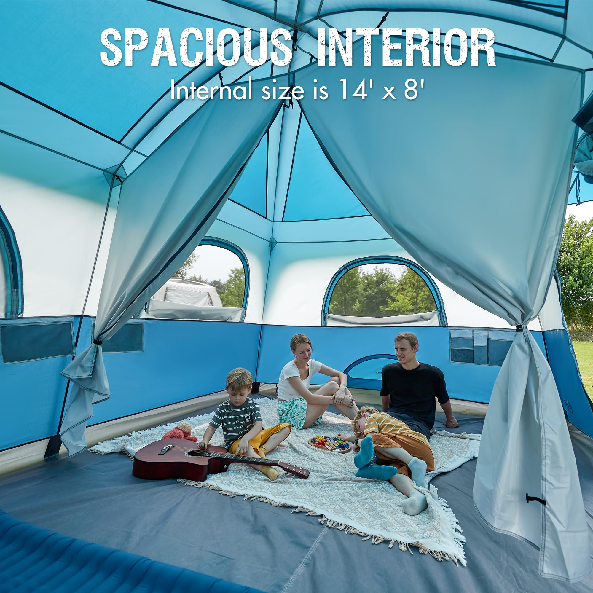 PORTAL 6 | 8 | 10 Person Family Camping Tent with Porch - Spacious Waterproof Tent with High Ceiling & Great Ventilation for Outdoor Adventures, Backyard Camping & Family Gatherings
