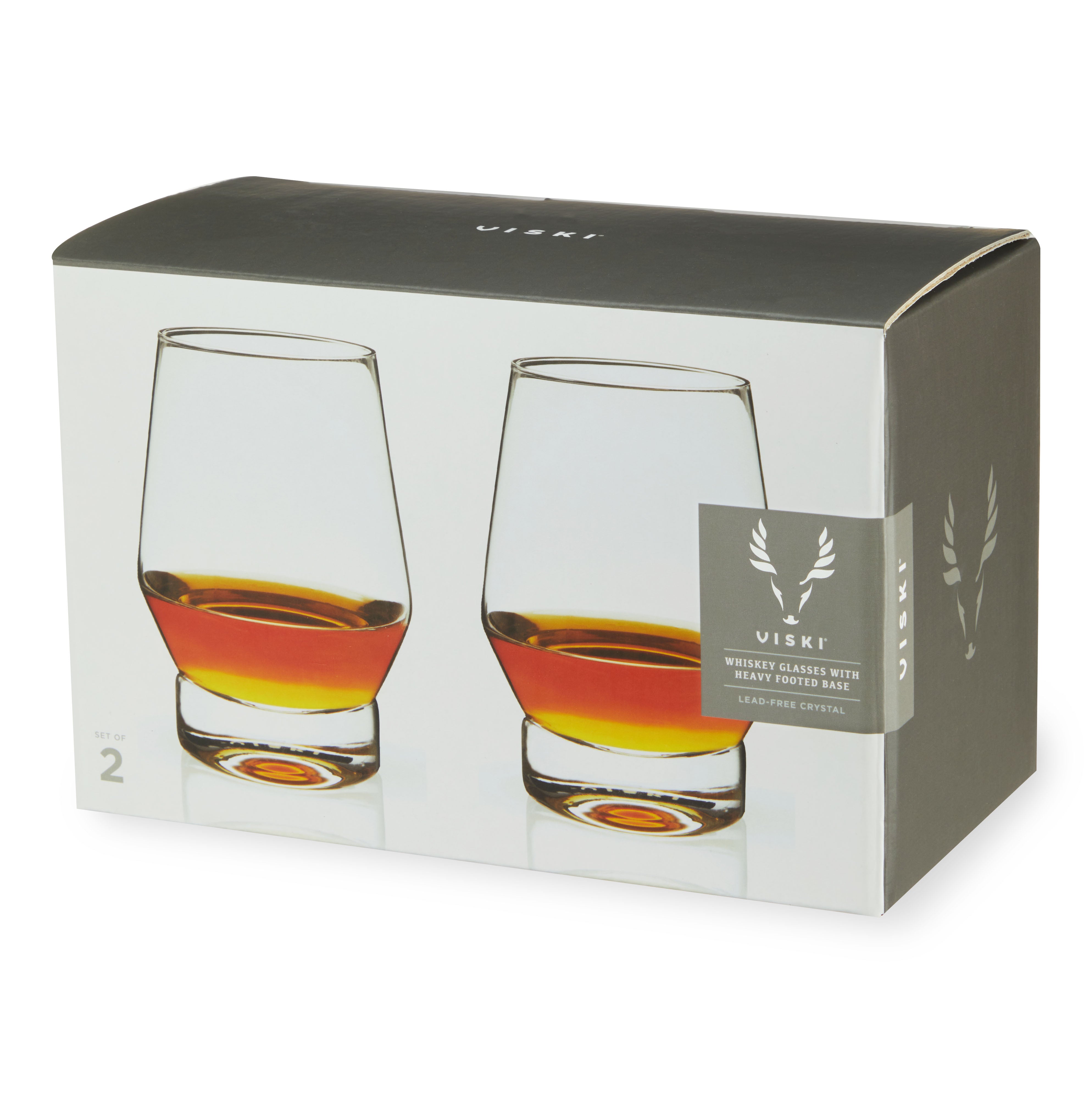 Premium Raye Heavy Base Crystal Whiskey Glasses Set of 2 - Elegant Scotch Bourbon Drinking Glasses for Home Bar, Dinner Parties & Gifts